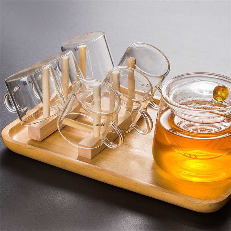 Wooden Cup Storage Rack Kitchen Porcelain Glass Mug Organization Drain Shelf Upside Down Home Dining Table Drop Shopping K149