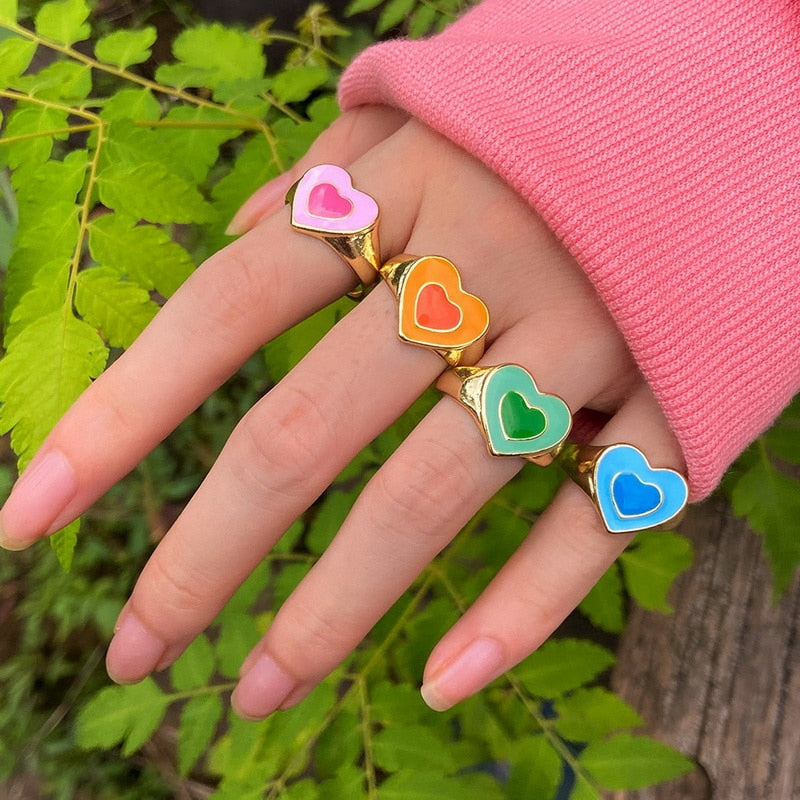 Bohemian Gold Chain Rings Set For Women Fashion Boho Coin Moon Heart Butterfly Rings Party 2022 Trend Jewelry Gift