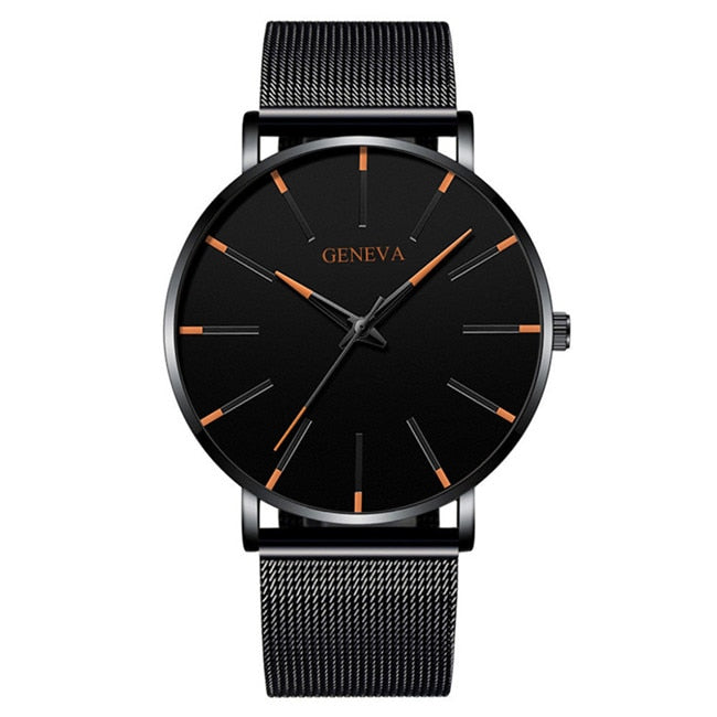Exquisite Watches 2022 Male Elegant Ultra Thin Stainless Steel Business Quartz New Wristwatch Fashion Black Casual Watch For Men