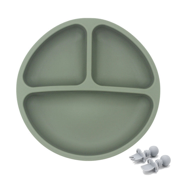 Baby Bowls Plates Spoons Safe Silicone Dining Plates Solid Cute Cartoon Children's Dishes Training Tableware Kids Feeding Bowls