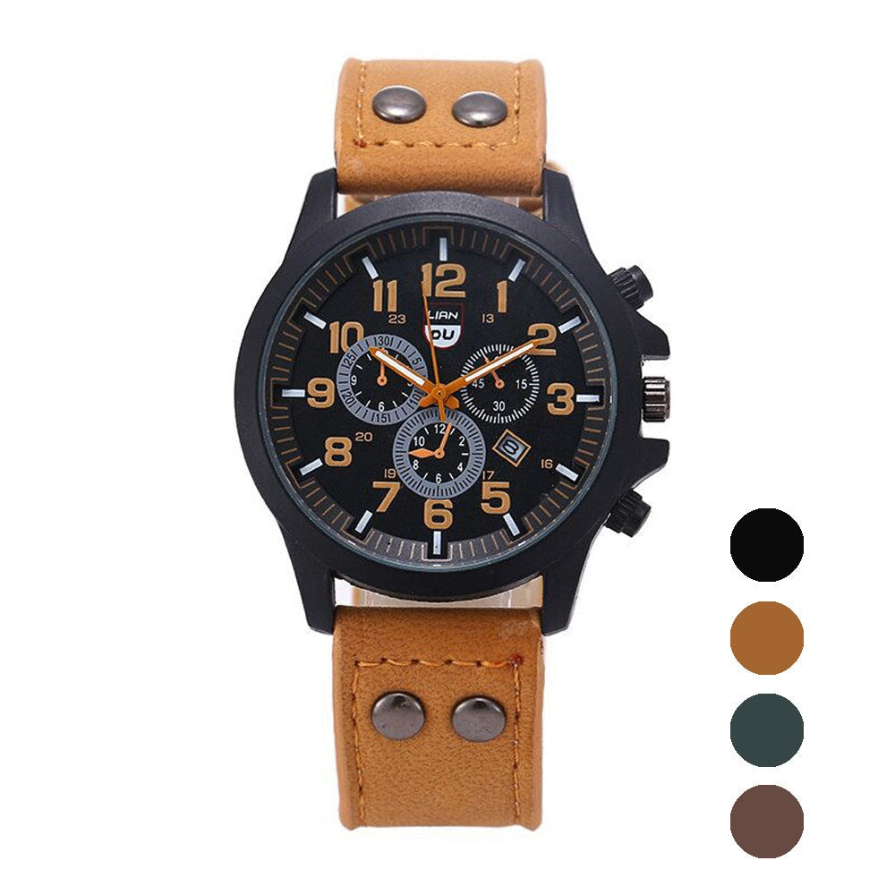 2022 Vintage Classic Watch Men Watches Stainless Steel Waterproof Date Leather Strap Sport Quartz Army relogio masculino reloj