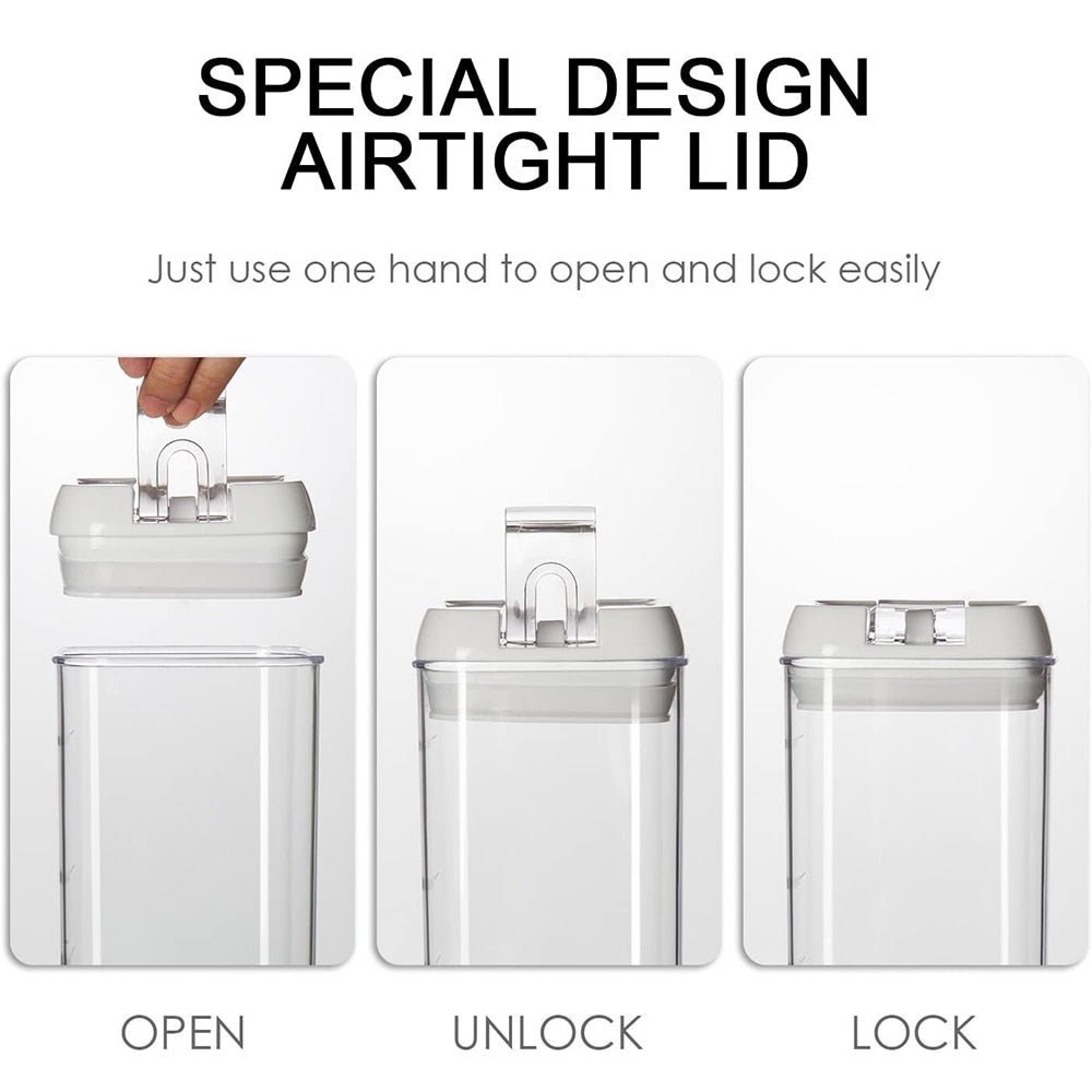 7Pcs Airtight Refrigerator Food Container Storage box Kitchen Jar with Lids Plastic Transparent Cans Multigrain Bulk Containers