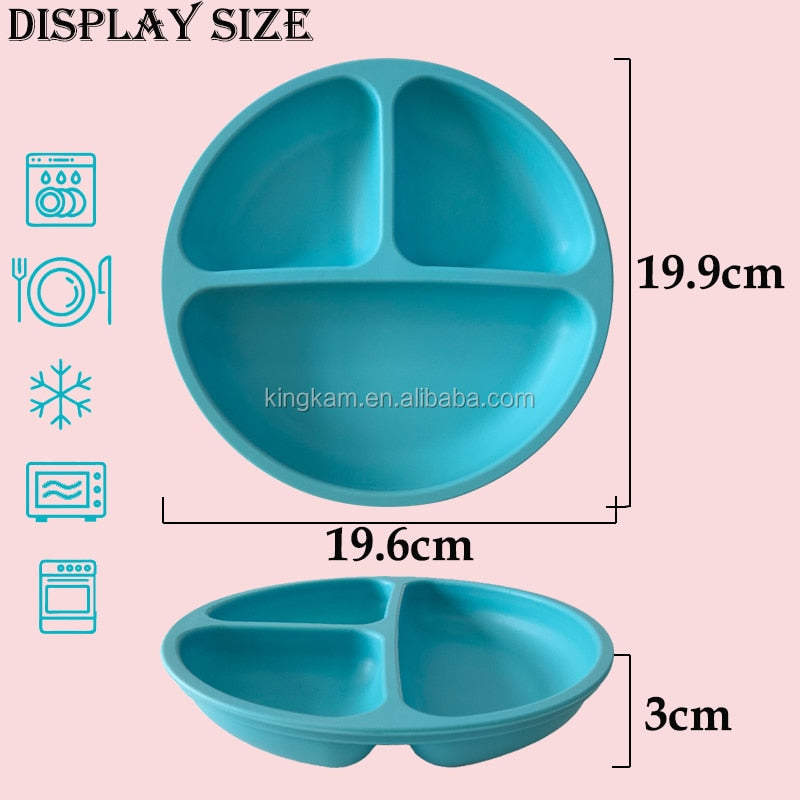 Baby Bowls Plates Spoons Safe Silicone Dining Plates Solid Cute Cartoon Children's Dishes Training Tableware Kids Feeding Bowls