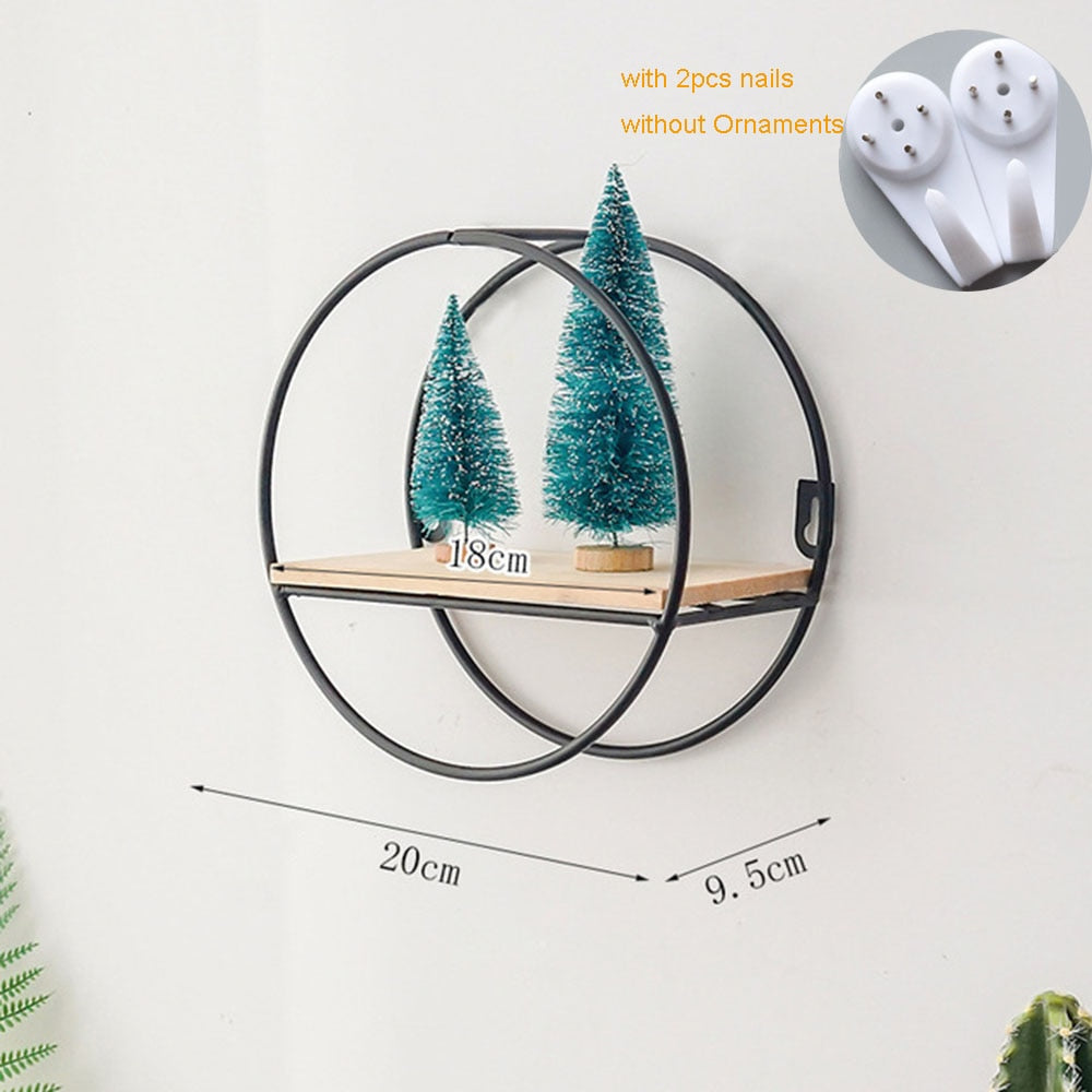 Wooden Iron Wall Shelf Wall Mounted Storage Rack Organization for Kitchen Bedroom Home Decor Kid Room DIY Wall Decoration Holder