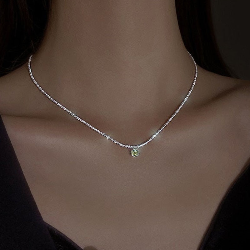 2021 Popular Silver Colour Sparkling Clavicle Chain Choker Necklace Collar For Women Fine Jewelry Wedding Party Birthday Gift