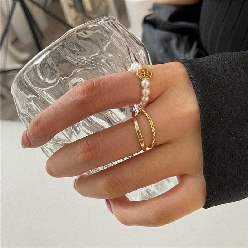 Bohemian Geometric Rings Set For Women Vintage Star Moon Flower Knuckle Finger Ring Women Girl Fashion Jewelry Gift