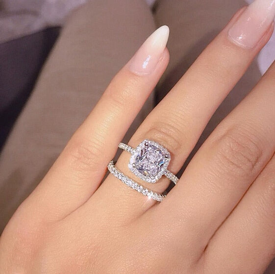 ZAKOL Round CZ Wedding Rings for Women White Color Jewelry Luxury Rings Engagement Square Bague Zirconia Accessories FSSP3063