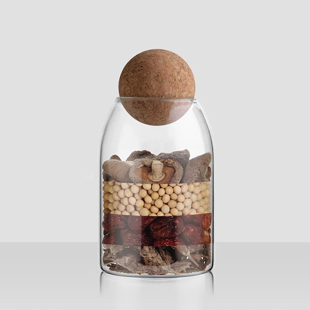 Transparent Lead-Free Glass Cork Sealed Can Storage Tank Grains Storage Jar Creative Cork Tea Containers Kitchen Storage