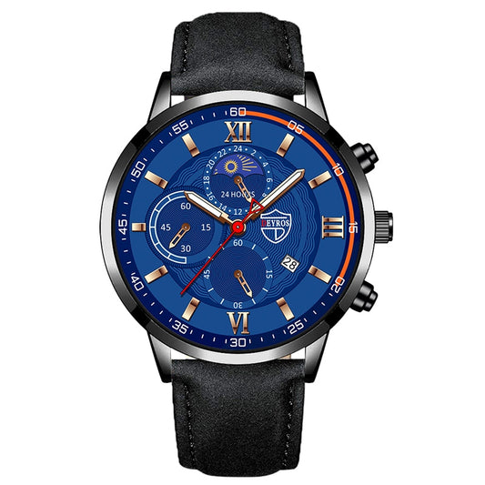 Men Sport Watch Luxury Stainless Steel Quartz Wristwatch Man Business Casual Leather Bracelet Male Luminous Clock Watches