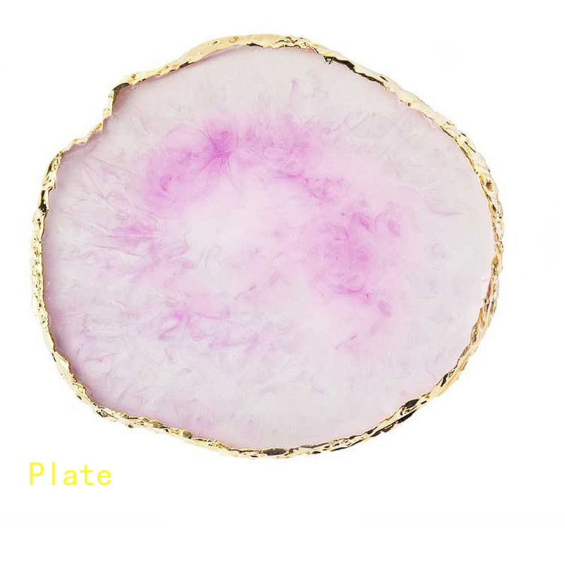 1PC Round Resin Agate Stone Nail Color Palette Gel Polish Pallet Mixing Drawing Paint Plate Manicure For Nails Art Display Shelf