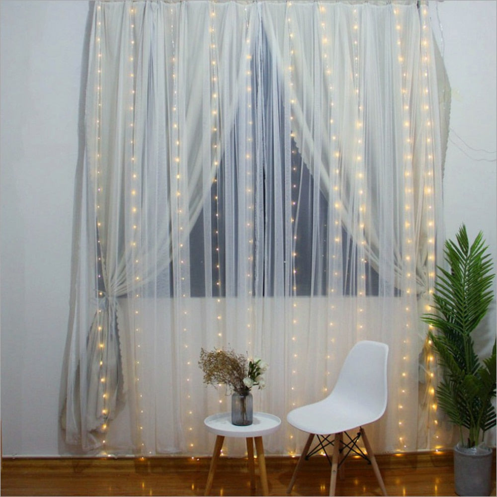 3M Remote LED String Lights Curtain USB Battery Fairy Lights Garland Led Wedding Party Christmas For Window Home Outdoor Decor