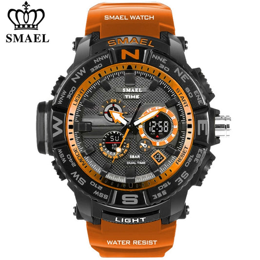 men sport watches SMAEL brand dual display watch men LED digital analog electronic quartz watches 30M waterproof male clock