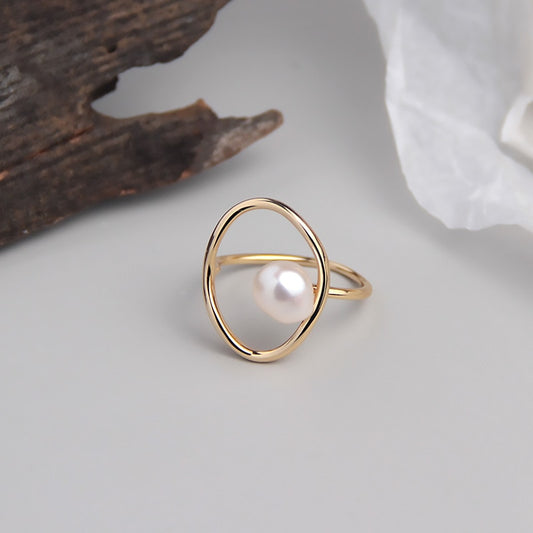 Silvology Natural Freshwater Pearl Rings Original 925 Sterling Silver Irregular Winding Pearl Rings for Women Jewelry Designers