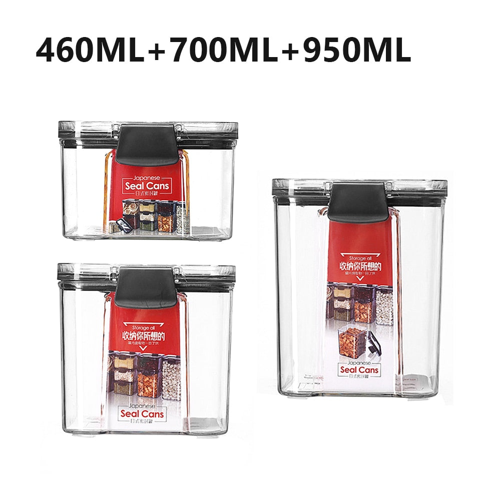 Storage Container Plastic Transparent Box Multigrain Cereal Containers Airtight Pantry Pasta Kitchen With Lid Food Sealed Cans