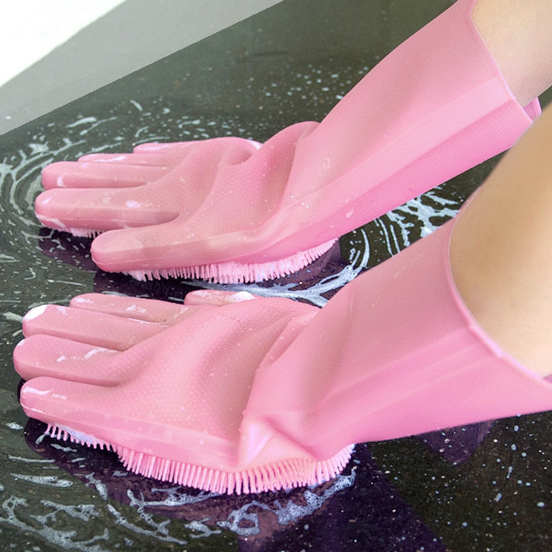 Magic Dishwashing Silicone Gloves Protect Hand Dirt Clean Brushes Cleaning Tool Kitchen Accessories Wash Fruit Vegetable Gadgets