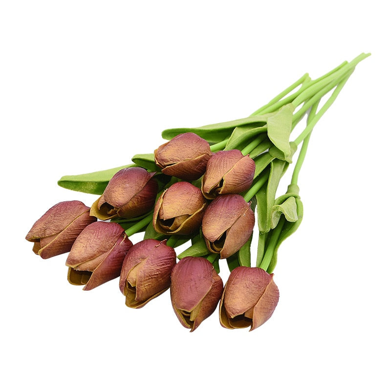 10PCS Tulip Artificial Flower Real Touch Artificial Bouquet Fake Flower for Wedding Decoration Flowers Home Garden Decor