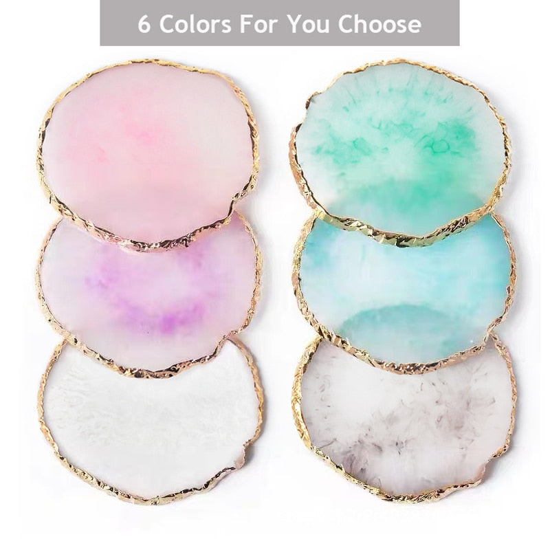 1PC Round Resin Agate Stone Nail Color Palette Gel Polish Pallet Mixing Drawing Paint Plate Manicure For Nails Art Display Shelf