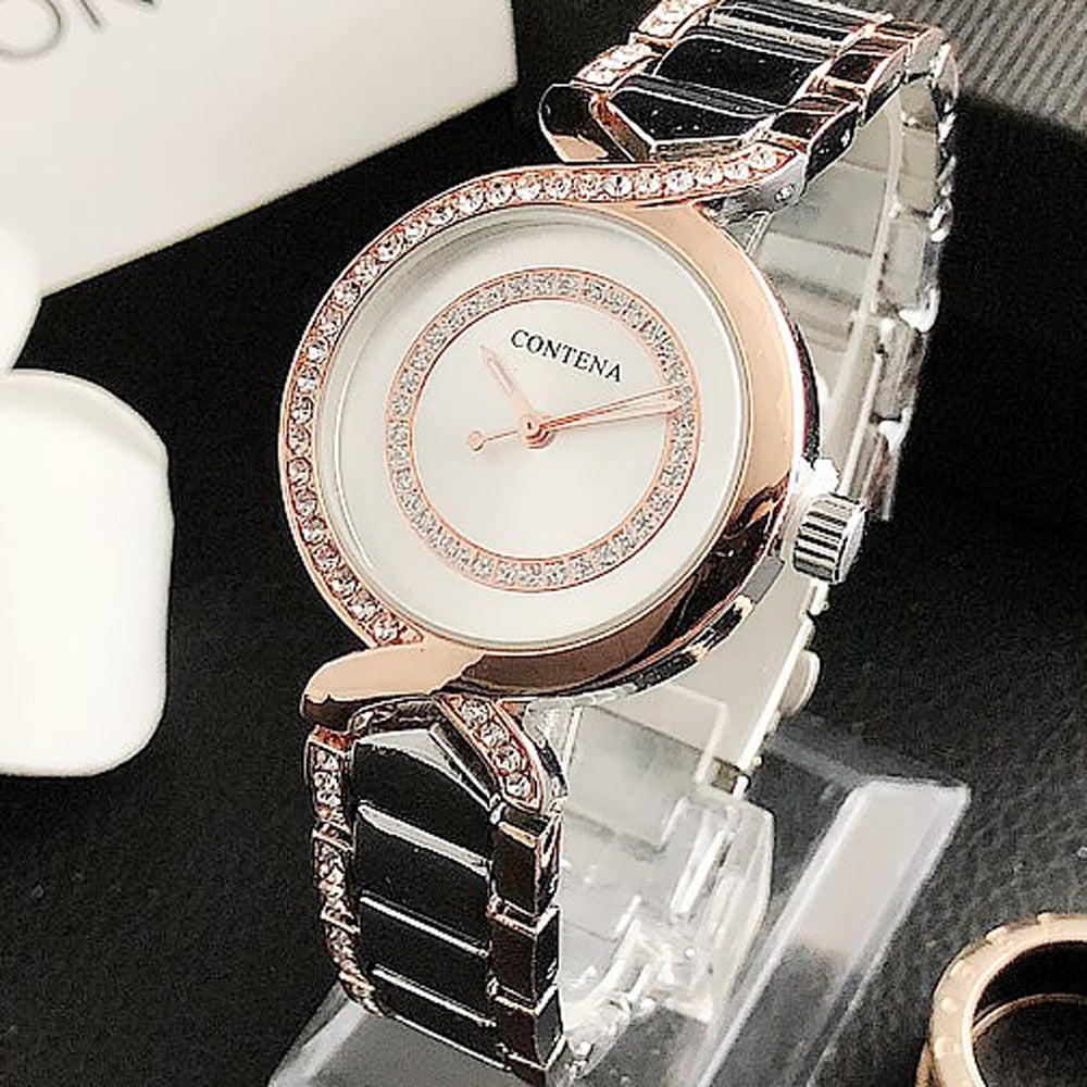 2021 Ladies Wrist Watches New Fashion Dress Watch Women Crystal Diamond Watches Stainless Steel Silver Clock Women Montre Femme