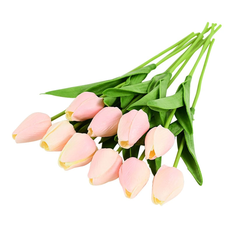 10PCS Tulip Artificial Flower Real Touch Artificial Bouquet Fake Flower for Wedding Decoration Flowers Home Garden Decor