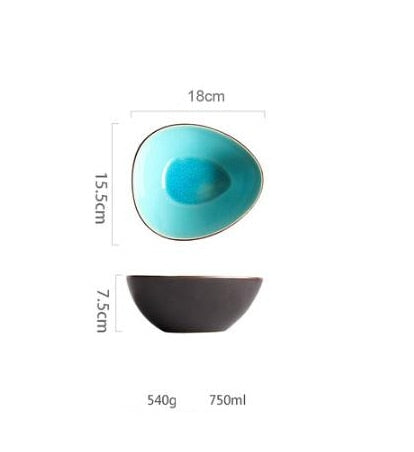 KINGLANG Ice Cracking Glaze Ceramic Tableware Household Dishes Rice Bowls Steamed Fish Dishes Porcelain Blue Dinner Plates