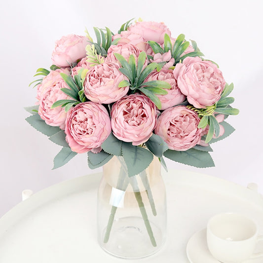 30cm Rose Silk Peony Artificial Flower Pink DIY Home Living Room Garden Wedding Decoration Fake Flowers for Vase Cheap Bouquet