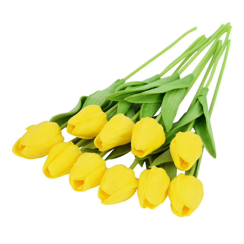 10PCS Tulip Artificial Flower Real Touch Artificial Bouquet Fake Flower for Wedding Decoration Flowers Home Garden Decor