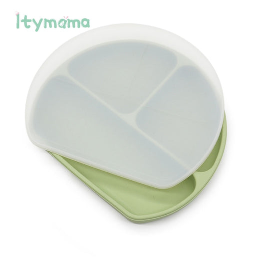 Baby Feeding Plate Food Grade Silicone Baby Plate BPA Free Infant Waterproof Kid Tableware Plate Children Dishes Sealed With Lid