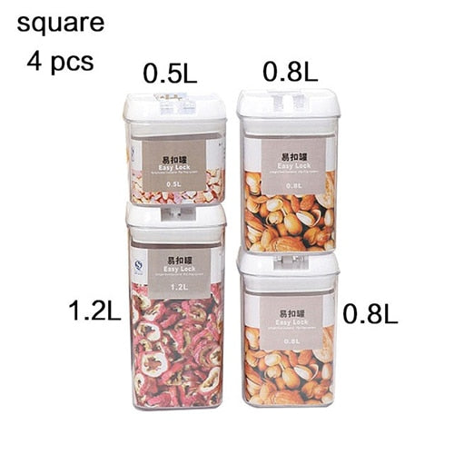 Kitchen Food Storage Container Box Plastic Candy Box Fruit Basket Grain Transparent Sealed Cans Multi-Capacity Kitchen Supplies