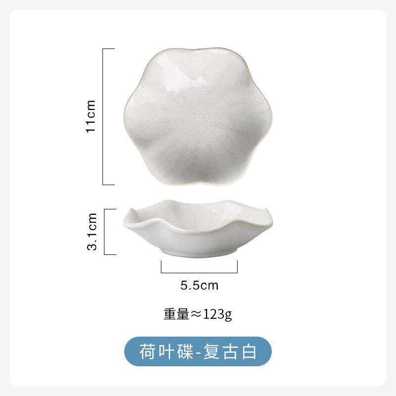 11CM Lotus Ceramic Plate Porcelain Kiln Glazed Flower Shape Sauce Dish Japan Style Pickle Dip Serving Dishes