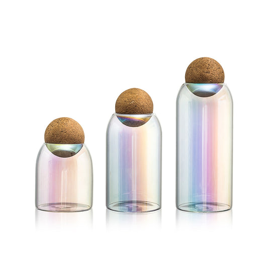 Transparent Lead-Free Glass Cork Sealed Can Storage Tank Grains Storage Jar Creative Cork Tea Containers Kitchen Storage