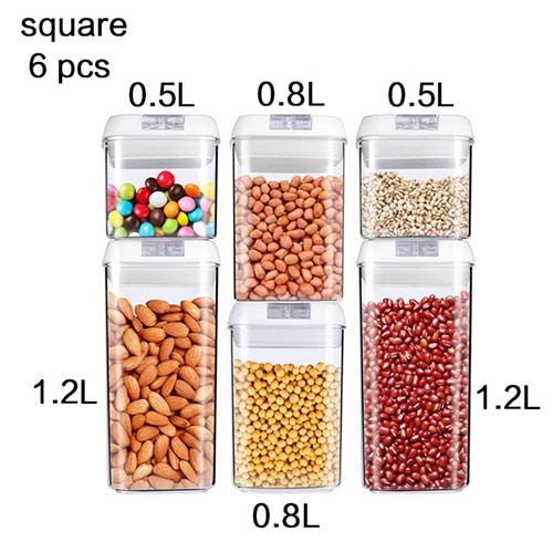 Kitchen Food Storage Container Box Plastic Candy Box Fruit Basket Grain Transparent Sealed Cans Multi-Capacity Kitchen Supplies