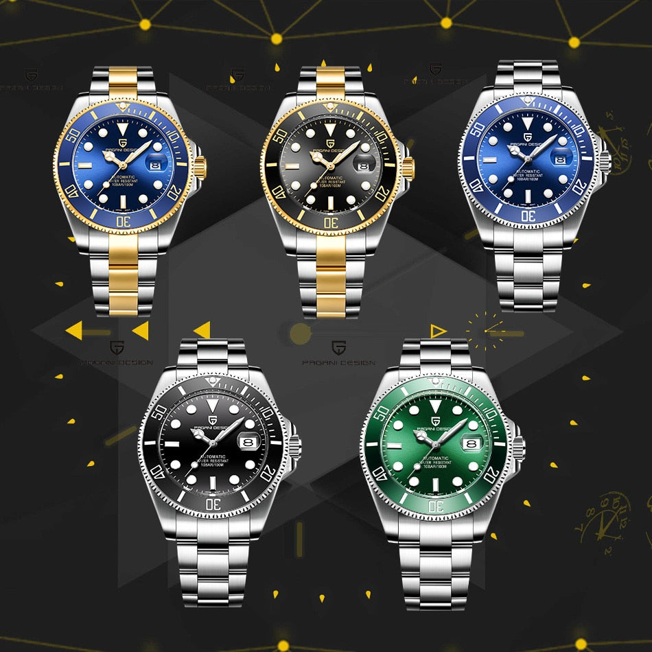 PAGANI DESIGN Men Watches Top Brand Luxury Sapphire 100 m Waterproof Seiko Movement Watches Men Automatic Mechanical Wrist watch
