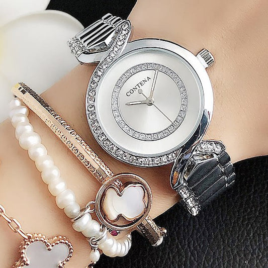 2021 Ladies Wrist Watches New Fashion Dress Watch Women Crystal Diamond Watches Stainless Steel Silver Clock Women Montre Femme