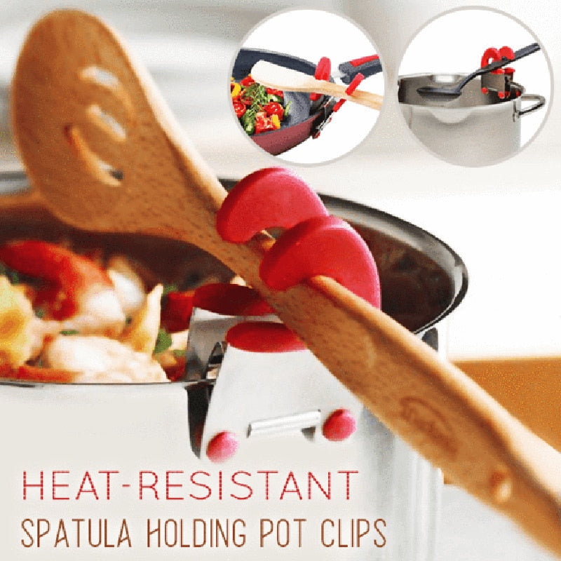 Stainless Steel Heat-resistant Spoon Rest Spatula Holder Hot Pot Clipper Mess Free Kitchen Gadgets