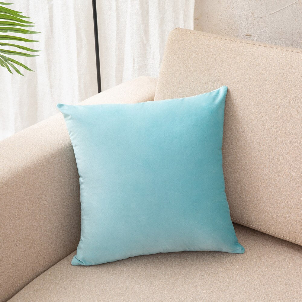 Green Blue Grey Pink Solid Velvet Decorative Pillows Case Soft Velvet Cushion Cover With Pompom Ball Sofa Pillow Cover 30x50cm