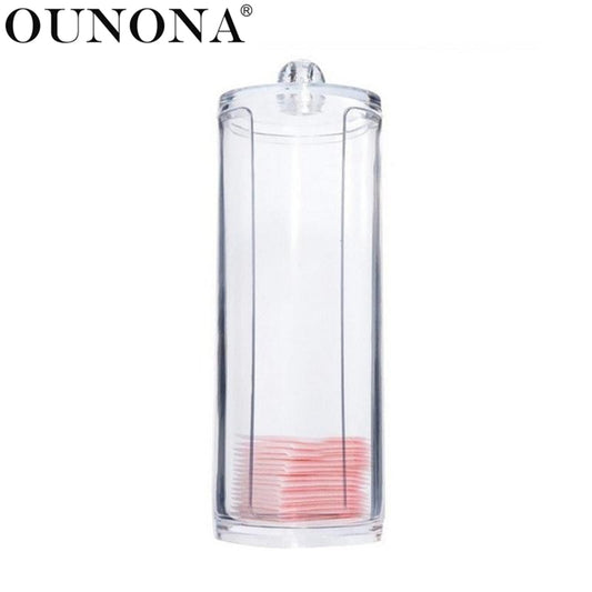 OUNONA Makeup Organizer Cotton Pads Acrylic Swab Container Makeup Dispenser Plastic Storage Makeup Box For Makeup Swab Storage