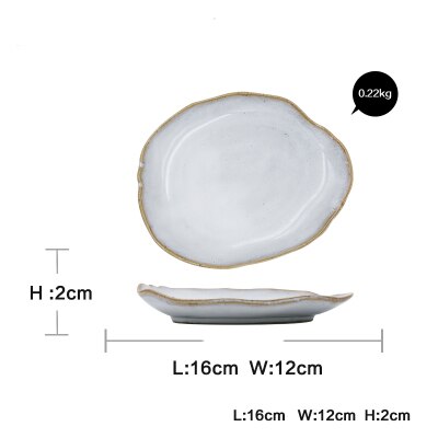 KINGLANG Quality Tableware Nordic Household Ceramics Irregular Shape Rice Salad Bowls Flat Dishes Shallow Desserts Dishes Plate