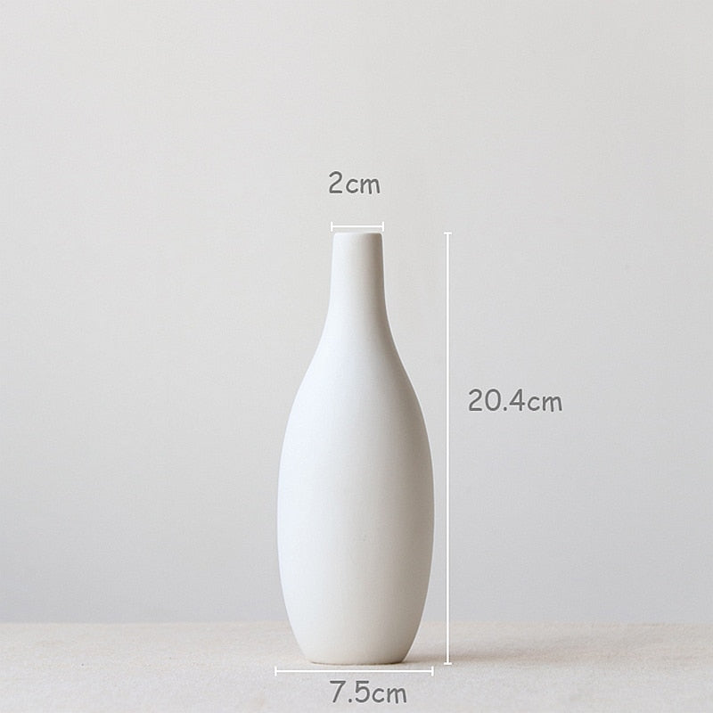 Minimalism White Ceramic Matte Flower Vase Porcelain Vase for Hydroponics Plants Dried Flower Home Table Decoration