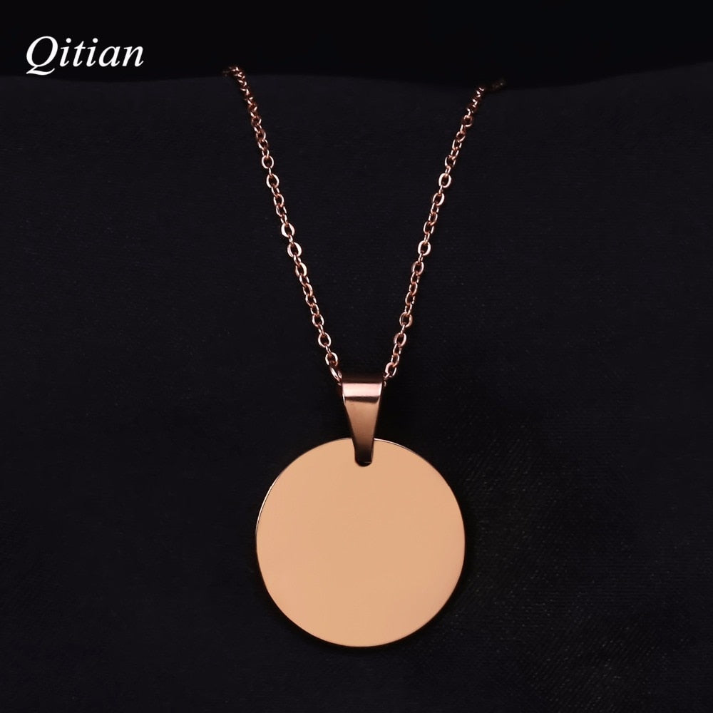 Customized circle Necklace Stainless Steel Engraved Name Necklace For Women Gift