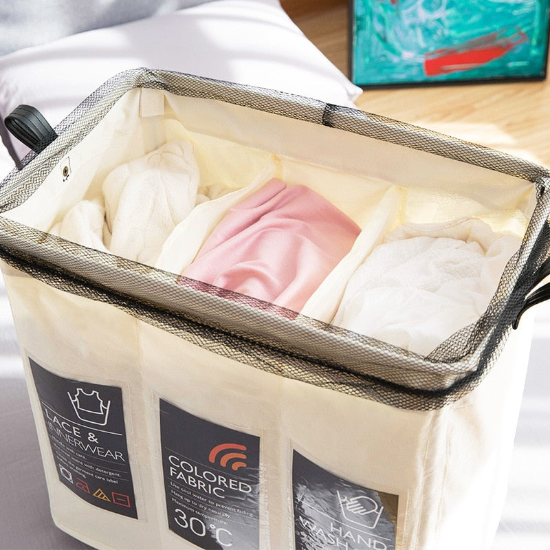 Foldable Storage Basket with Wheels Caster Laundry Basket Collapsible Large Hamper Barrel Dirty Clothes Laundry Bag Organization