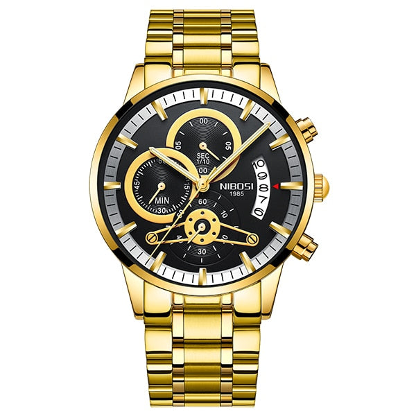 NIBOSI Relogio Masculino Watch Men Gold And Black Mens Watches Top Brand Luxury Sports Watches 2019 Reloj Hombre Waterproof