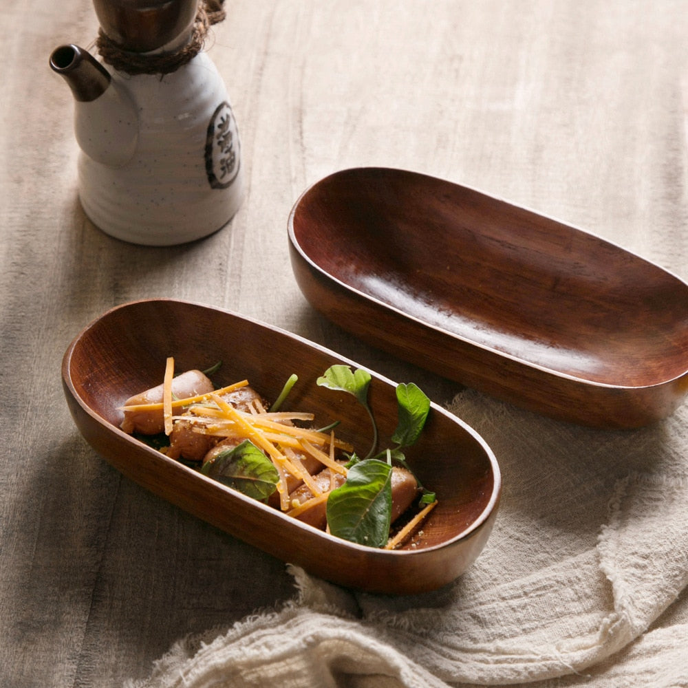 Japanese Style Dried Fruit Dish Solid Wood Tableware Food Serving Tray Desserts Snack Dishes Household Plate Dinnerware