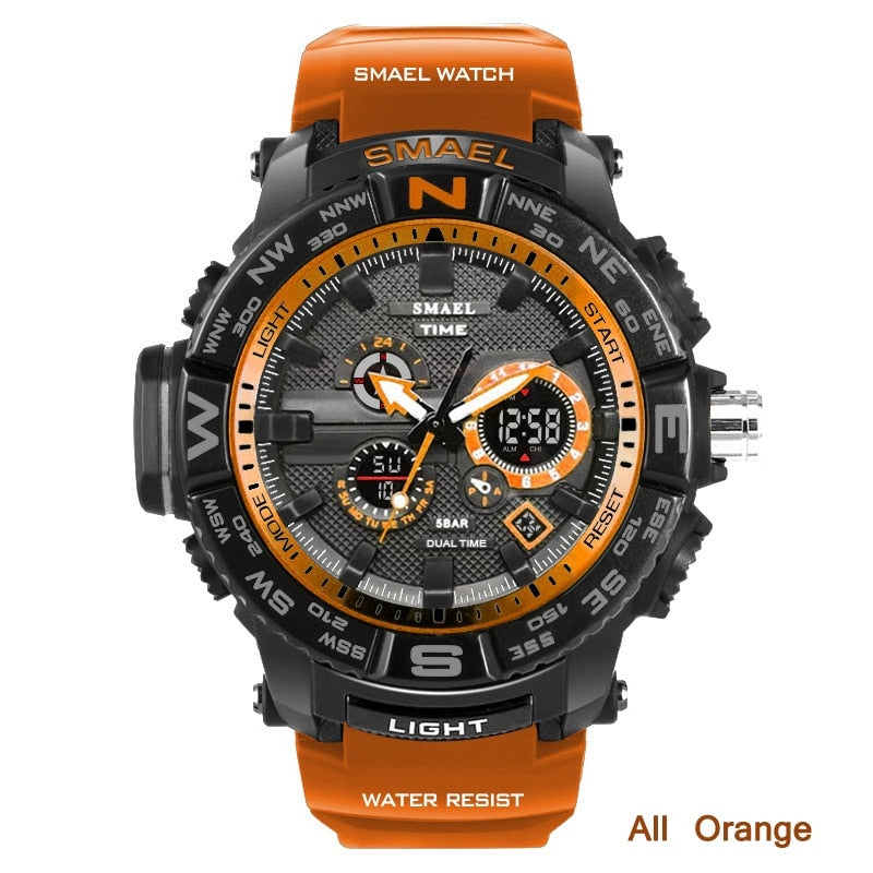 men sport watches SMAEL brand dual display watch men LED digital analog electronic quartz watches 30M waterproof male clock