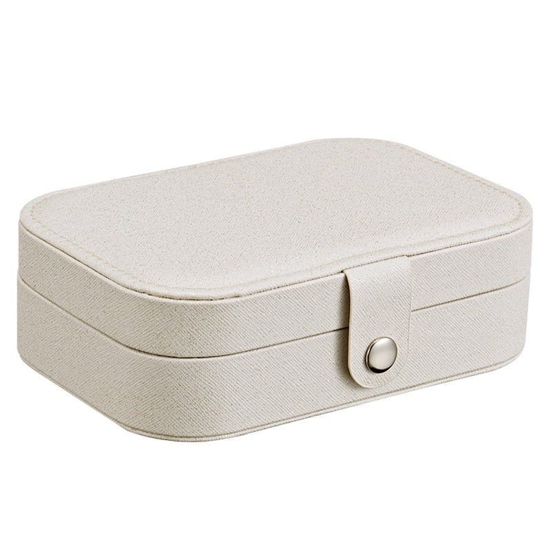 Protable Leather Jewelry Storage Box Earrings Ring Necklace Case Jewel Packaging Travel Cosmetics Beauty Organizer Container Box