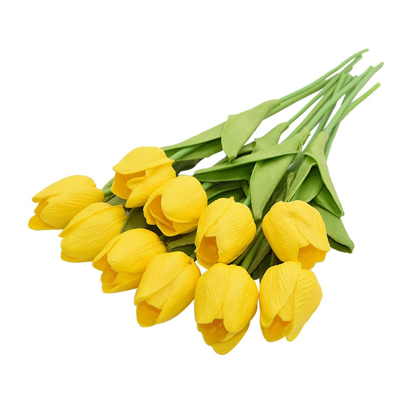 10PCS Tulip Artificial Flower Real Touch Artificial Bouquet Fake Flower for Wedding Decoration Flowers Home Garden Decor