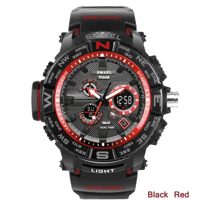 men sport watches SMAEL brand dual display watch men LED digital analog electronic quartz watches 30M waterproof male clock