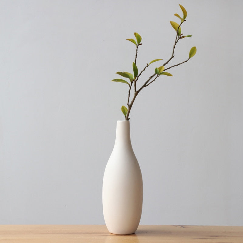 Minimalism White Ceramic Matte Flower Vase Porcelain Vase for Hydroponics Plants Dried Flower Home Table Decoration