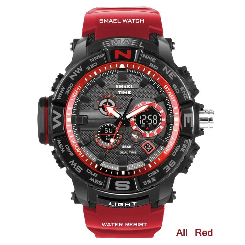 men sport watches SMAEL brand dual display watch men LED digital analog electronic quartz watches 30M waterproof male clock