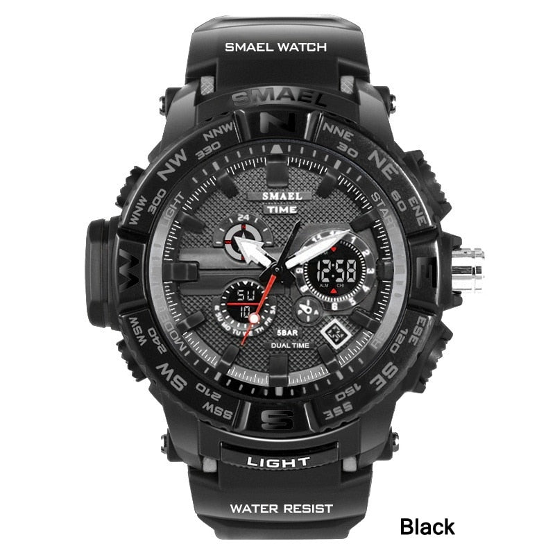 men sport watches SMAEL brand dual display watch men LED digital analog electronic quartz watches 30M waterproof male clock