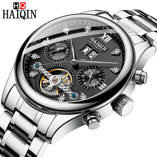 HAIQIN Men&#39;s watches Automatic mechanical Men Watches Business Watch men top brand luxury Military Waterproof Tourbillon Clock